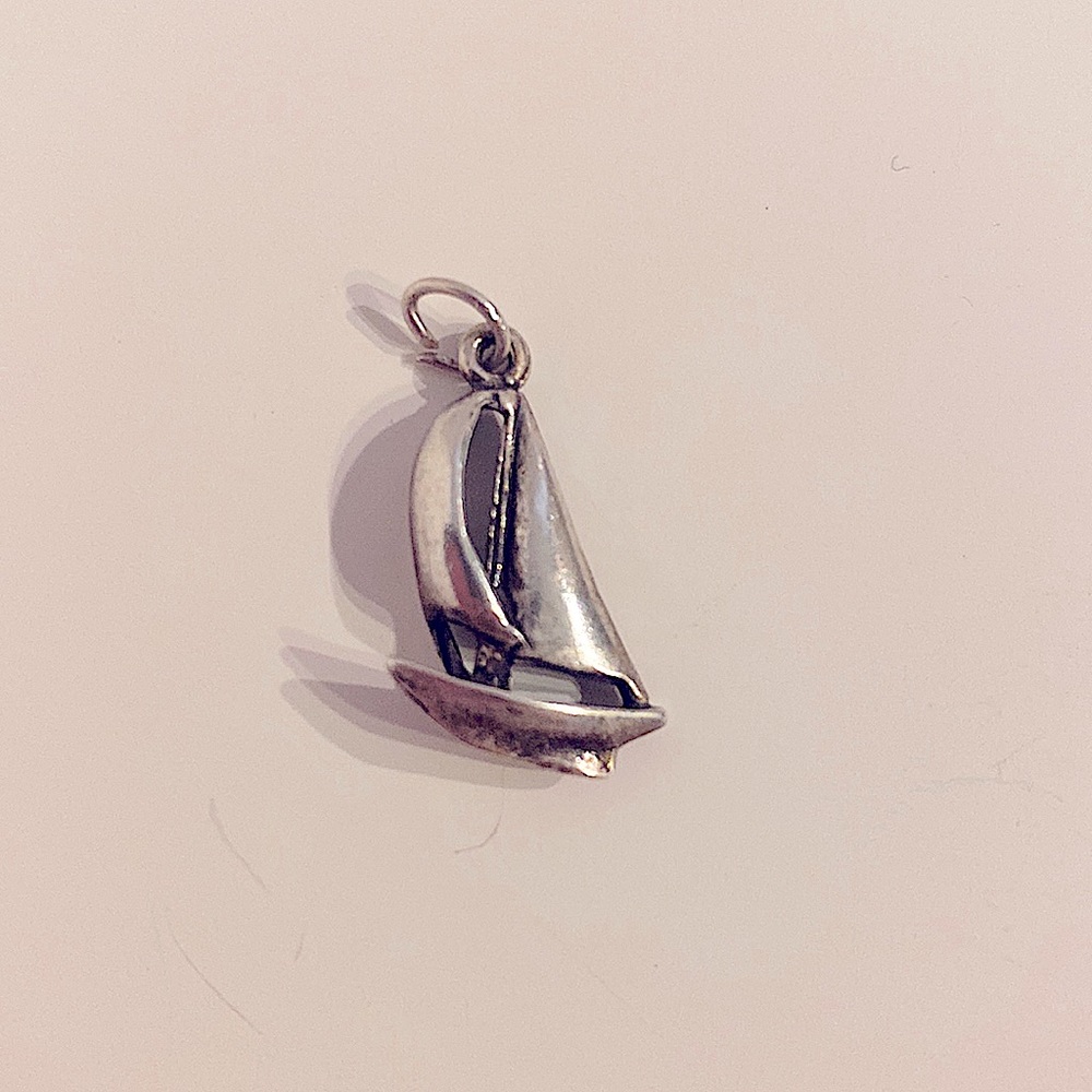 Vintage silver sailboat charm for bracelet